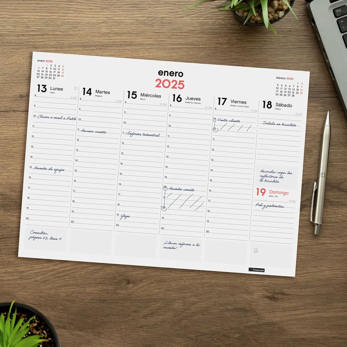 Skrivbordskalender Finocam Papper 42 x 31 cm 2025 Vecka att se - 2