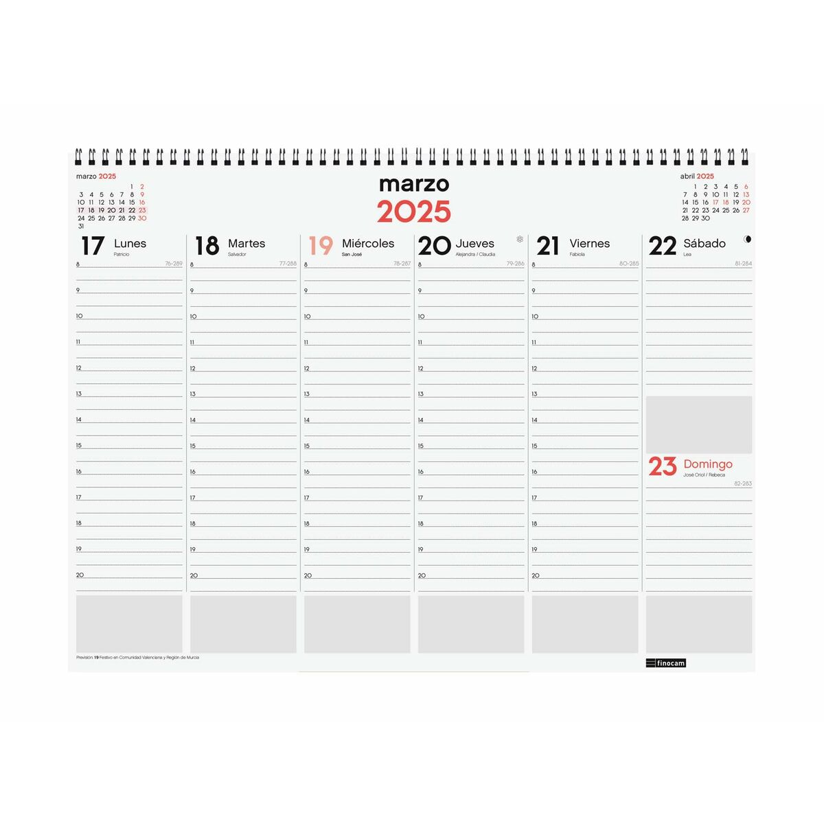 Skrivbordskalender Finocam Papper 42 x 31 cm 2025 Vecka att se - 3