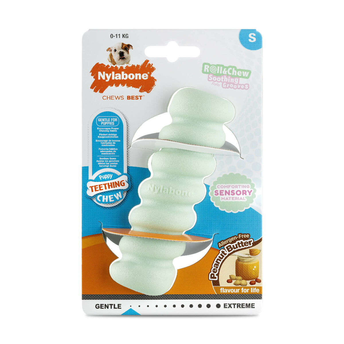 Tuggleksak för hundar Nylabone SENSORY TACTILE STICK Grön Jordnötssmör Bacon S