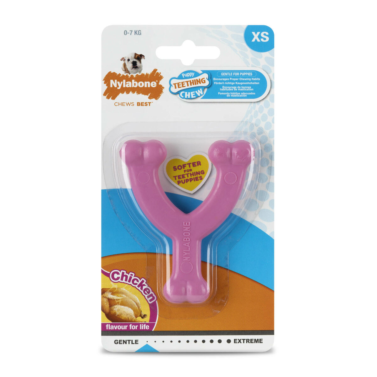 Tuggleksak för hundar Nylabone WISHBONE Rosa Kyckling XS
