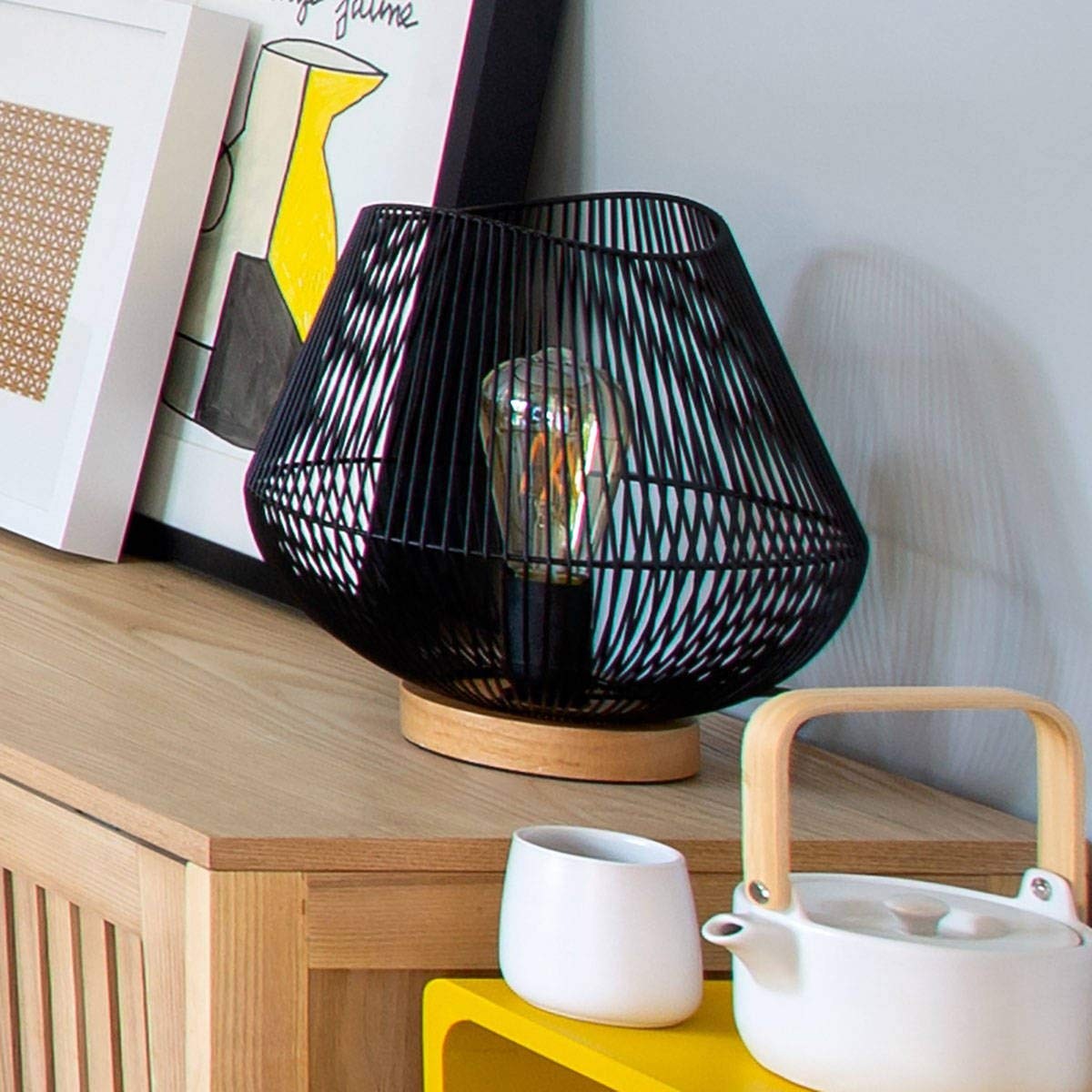 Bordslampa Atmosphera Jena Svart Metall 40 W (Ø 28 x 26 cm) - 5