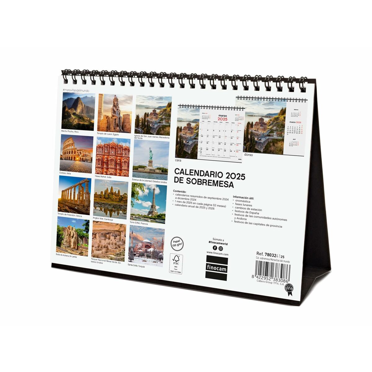 Skrivbordskalender Finocam MARAVILLAS DEL MUNDO Multicolour Papper 21 x 15 cm 2025 - 6