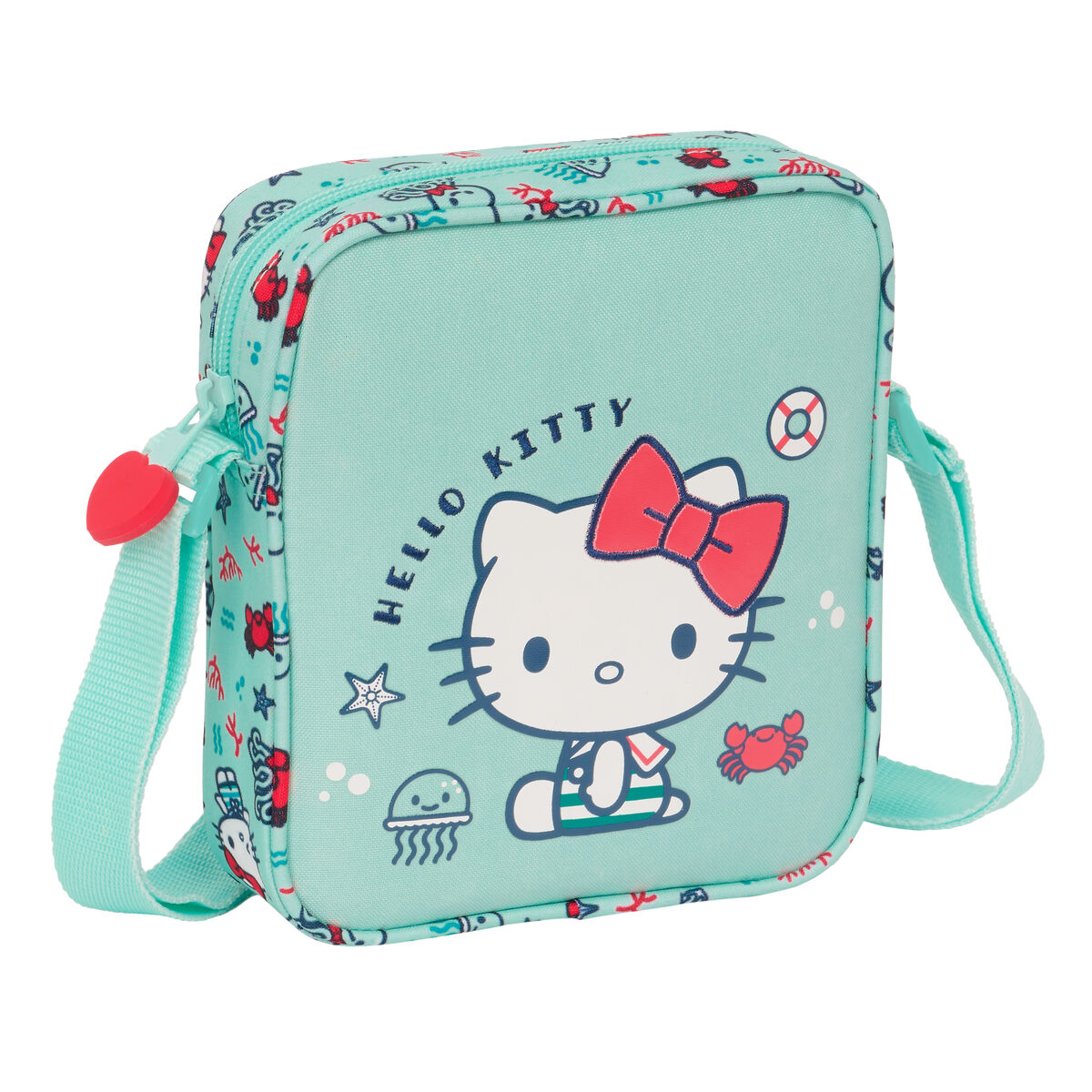 Axelväska Hello Kitty Sea lovers Turkos 16 x 18 x 4 cm