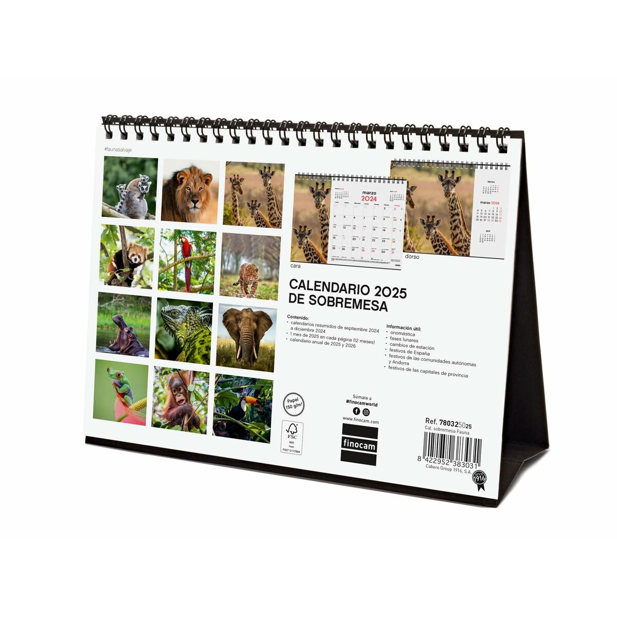 Skrivbordskalender Finocam FAUNA SALVAJE Multicolour Papper 21 x 15 cm 2025 - 6