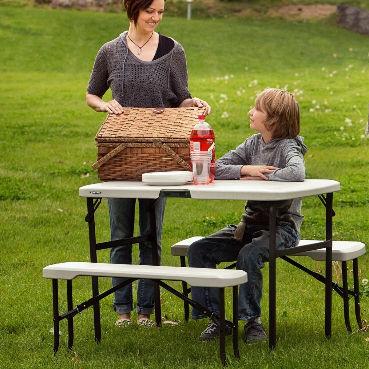 Bordsgrupp med stolar Lifetime Kräm 106 x 61 x 74 cm - 6