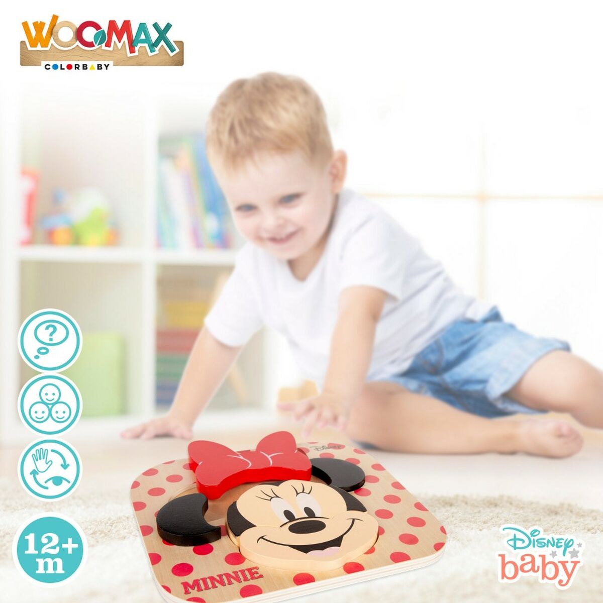 Barnpussel i trä Disney Minnie Mouse + 12 månader 6 Delar (12 antal) - 4