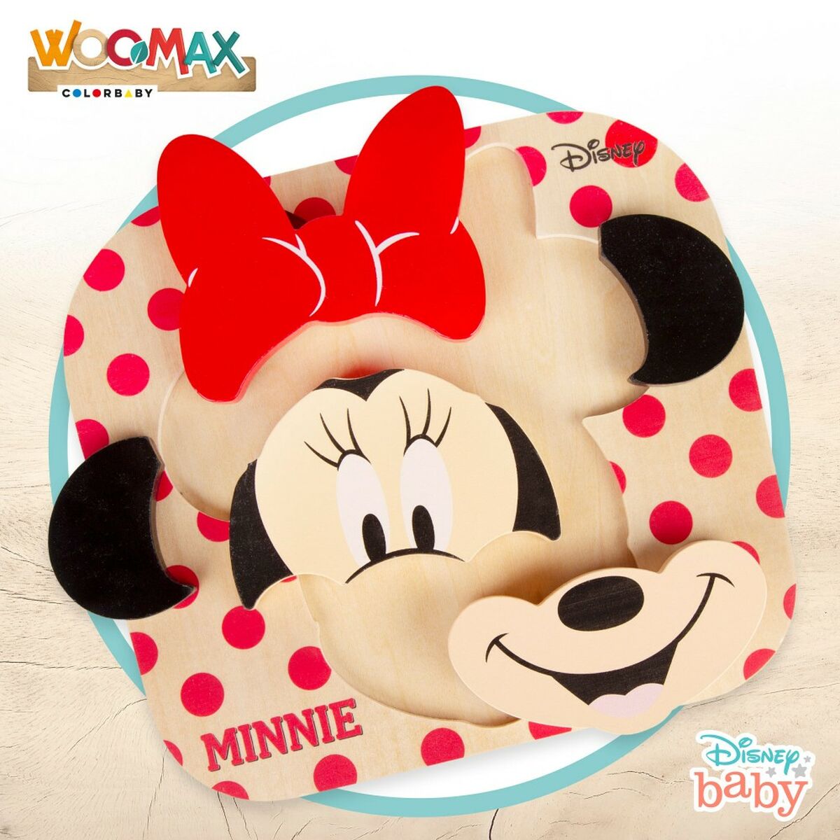 Barnpussel i trä Disney Minnie Mouse + 12 månader 6 Delar (12 antal) - 10