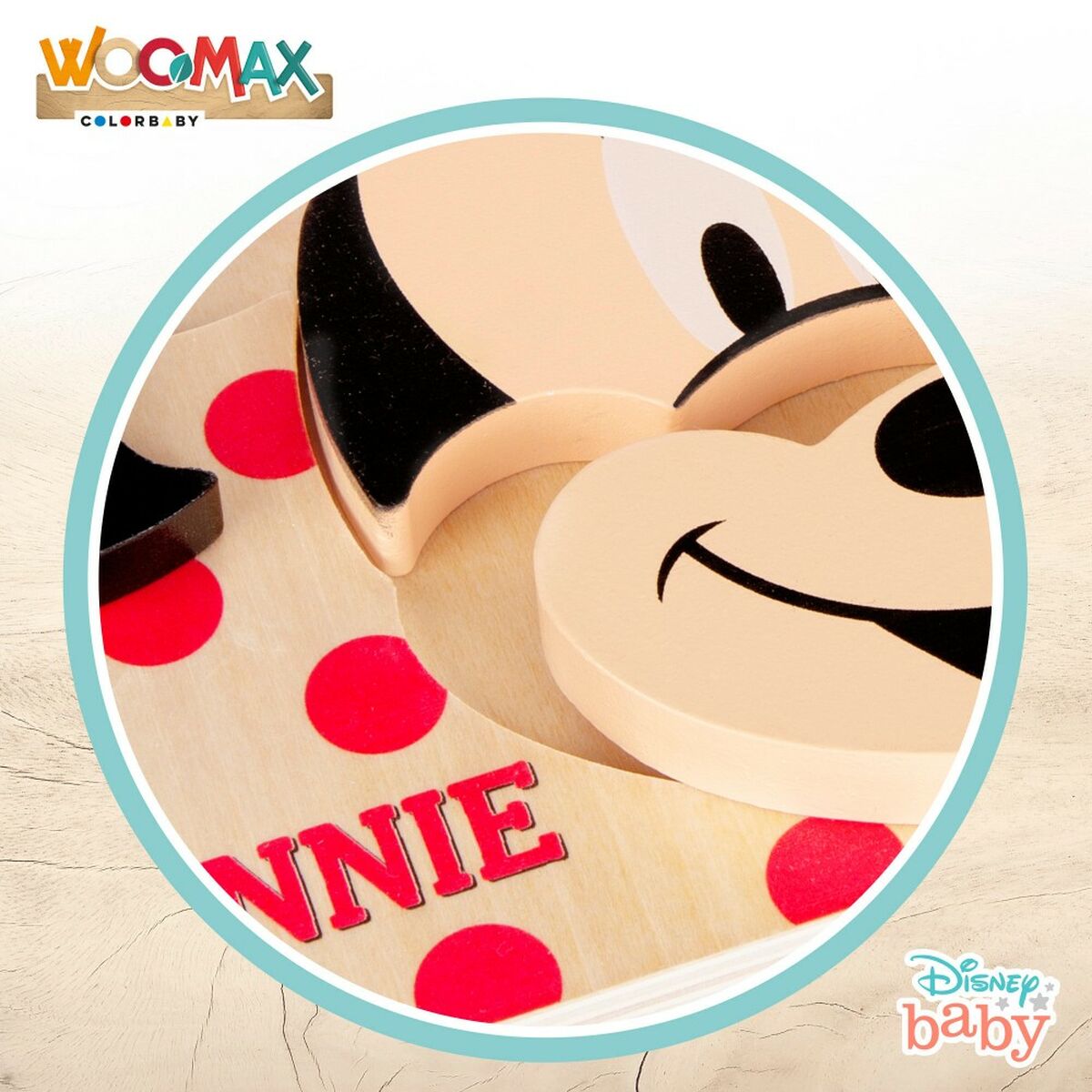 Barnpussel i trä Disney Minnie Mouse + 12 månader 6 Delar (12 antal) - 6
