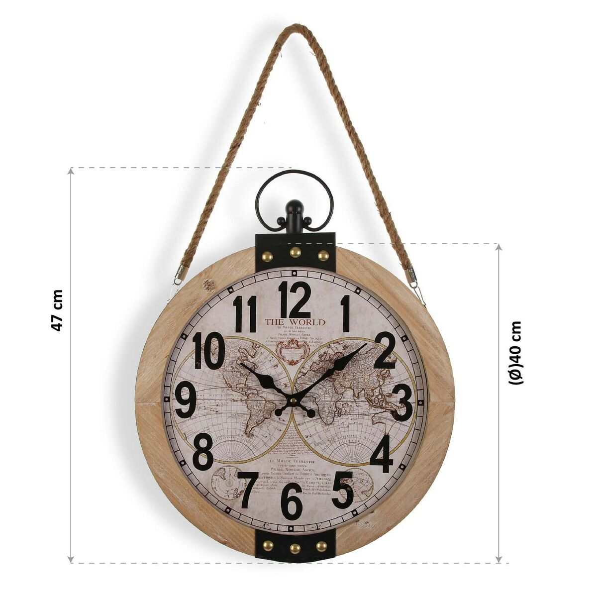Väggklocka Versa Mapamundi 40 x 6,5 x 47 cm Trä MDF - 2