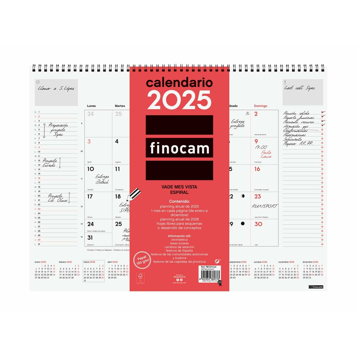 Skrivbordskalender Finocam Papper 42 x 31 cm 2025 - 2