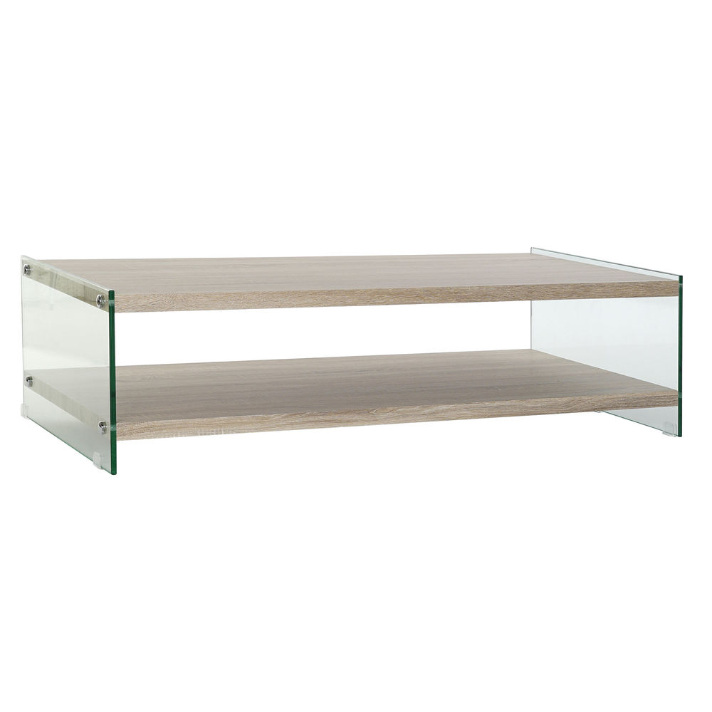 Soffbord DKD Home Decor Multicolour Transparent Naturell Trä Glas Trä MDF 130 x 65 x 35,5 cm
