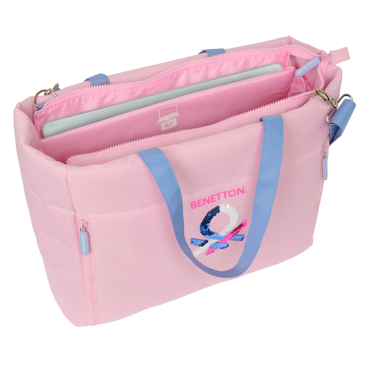 Väska Benetton Pink Rosa 40 x 31 x 17 cm - 3