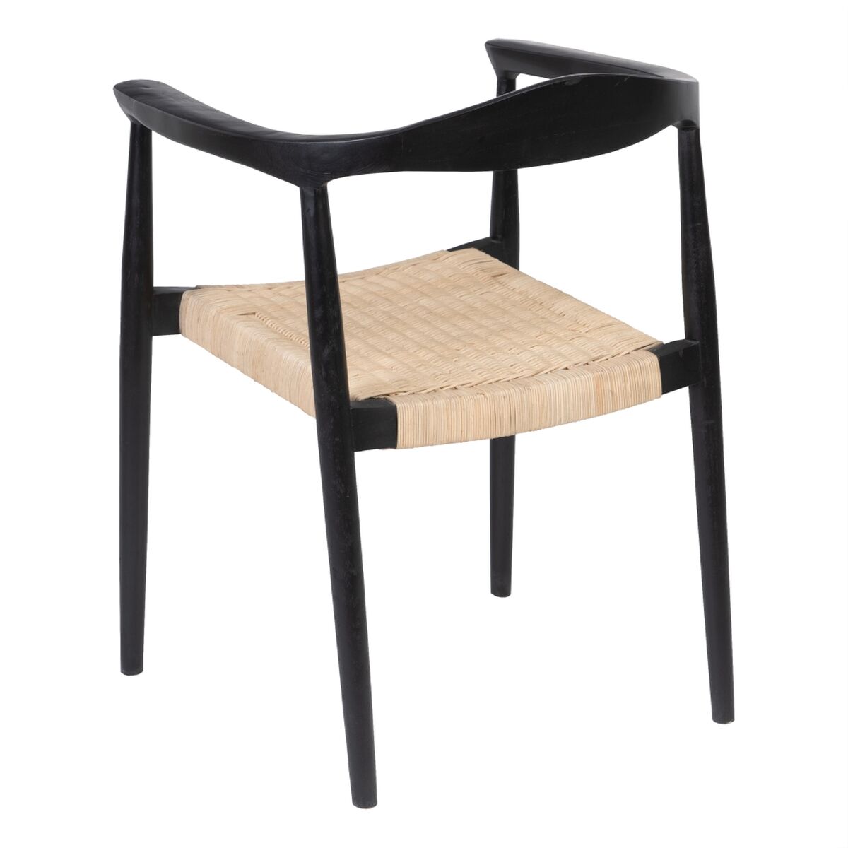 Matsalsstol Svart Naturell Rattan teakträ 59 x 58 x 76,5 cm - 4