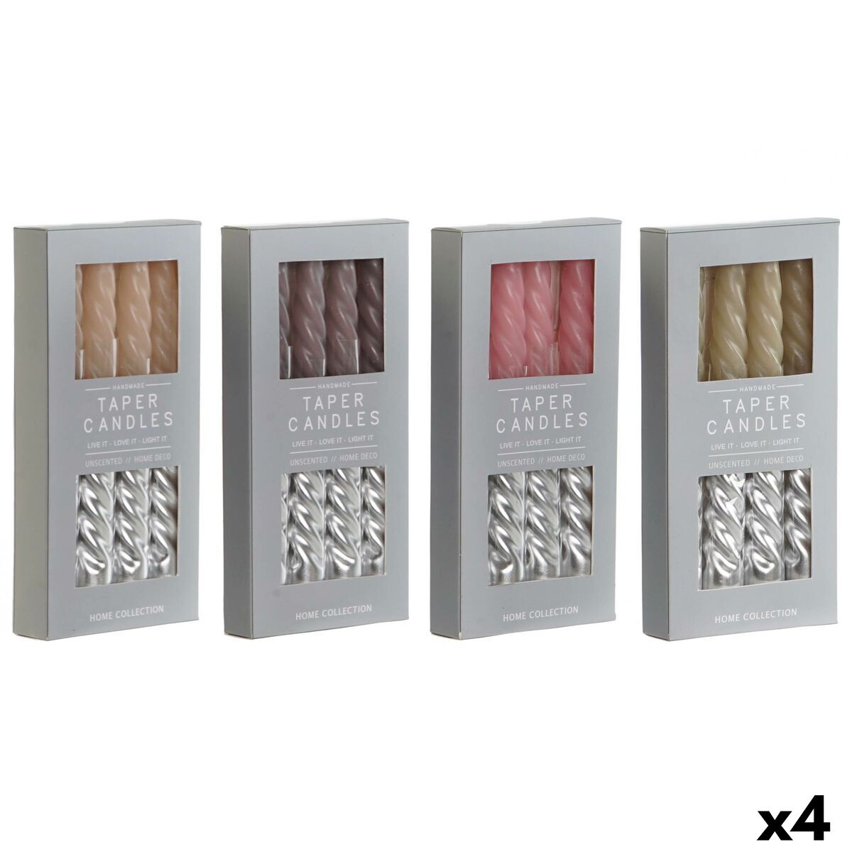 Set med levande ljus DKD Home Decor Dvobarvna 2 x 2 x 18,5 cm 4 Delar (4 antal) - 4
