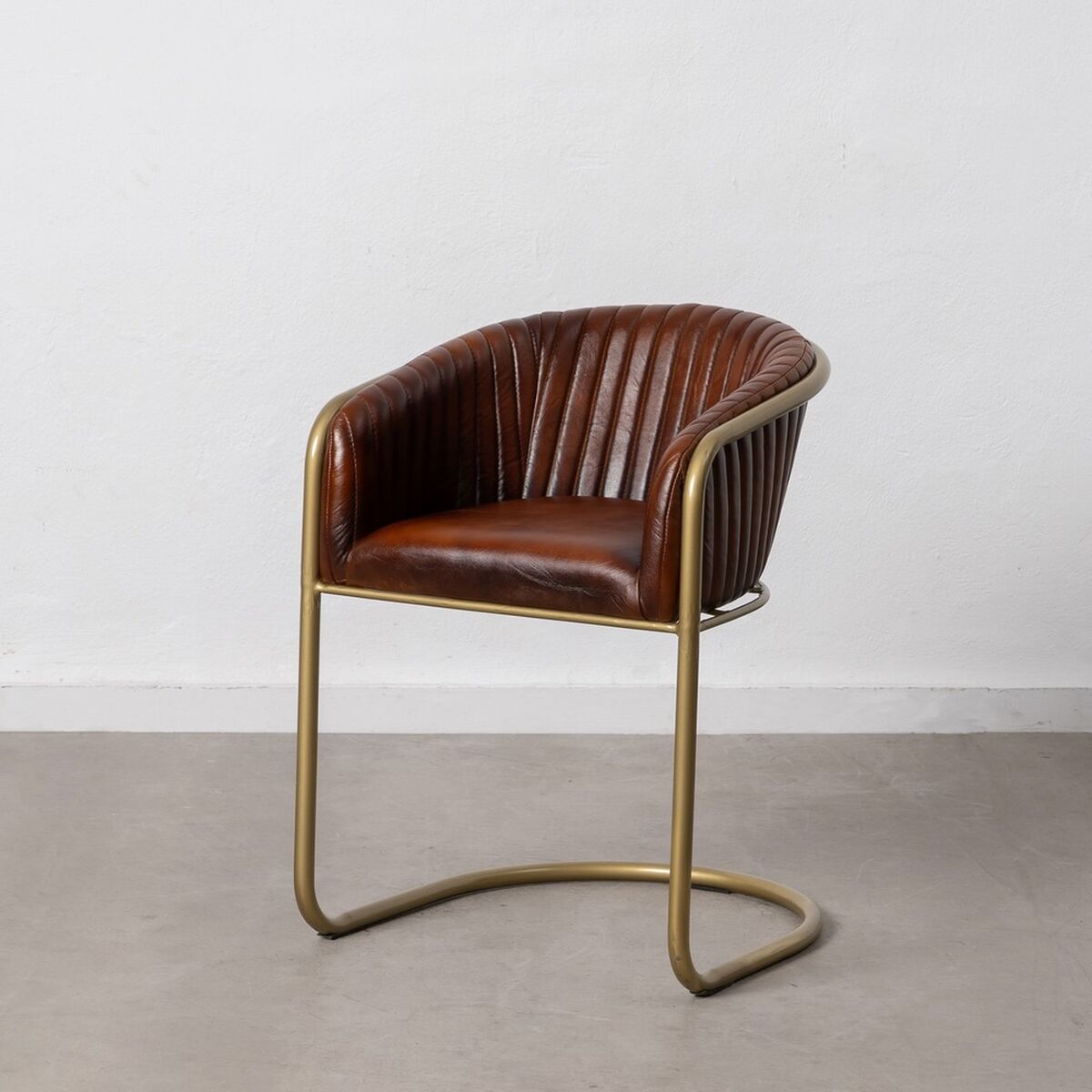 Matsalsstol Brun Gyllene Läder Järn 55 x 53 x 74 cm - 2