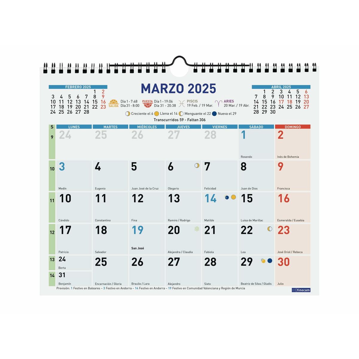 Väggkalender Finocam Multicolour Papper 2025 30 x 24,7 cm - 3