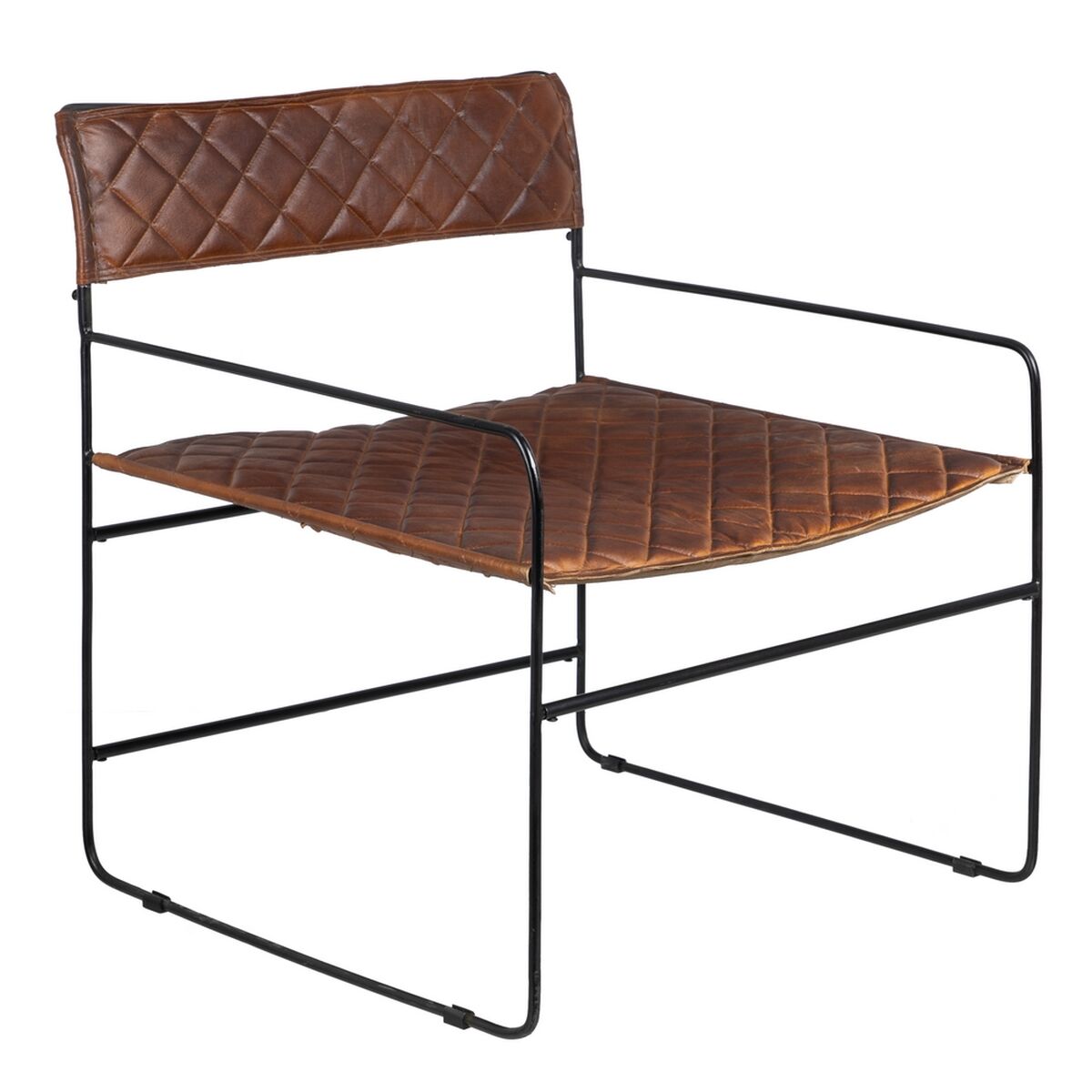 Matsalsstol Brun Svart Läder Järn 76 x 75 x 89 cm