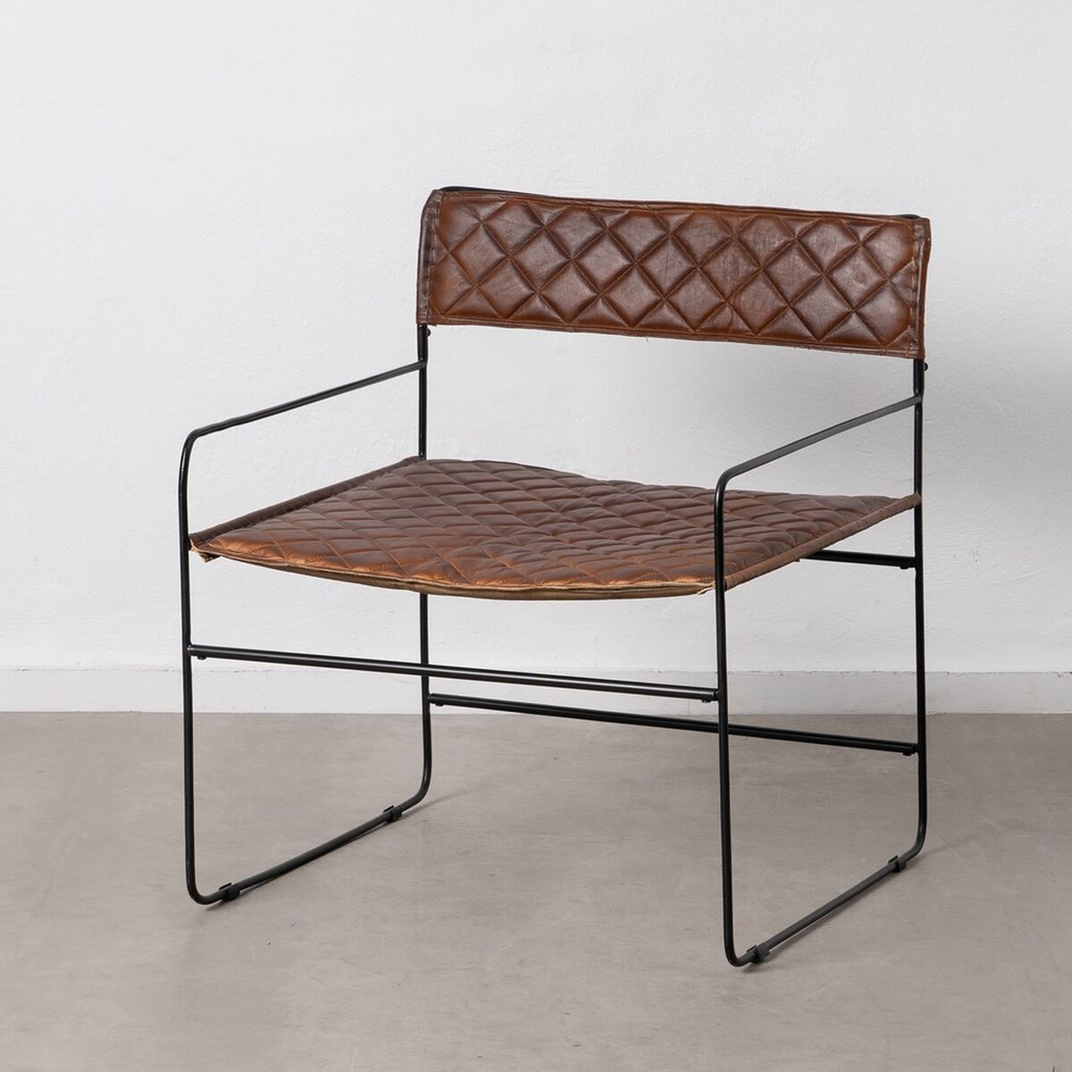 Matsalsstol Brun Svart Läder Järn 76 x 75 x 89 cm - 2