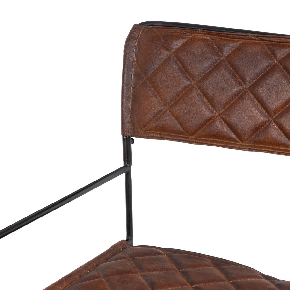 Matsalsstol Brun Svart Läder Järn 76 x 75 x 89 cm - 6