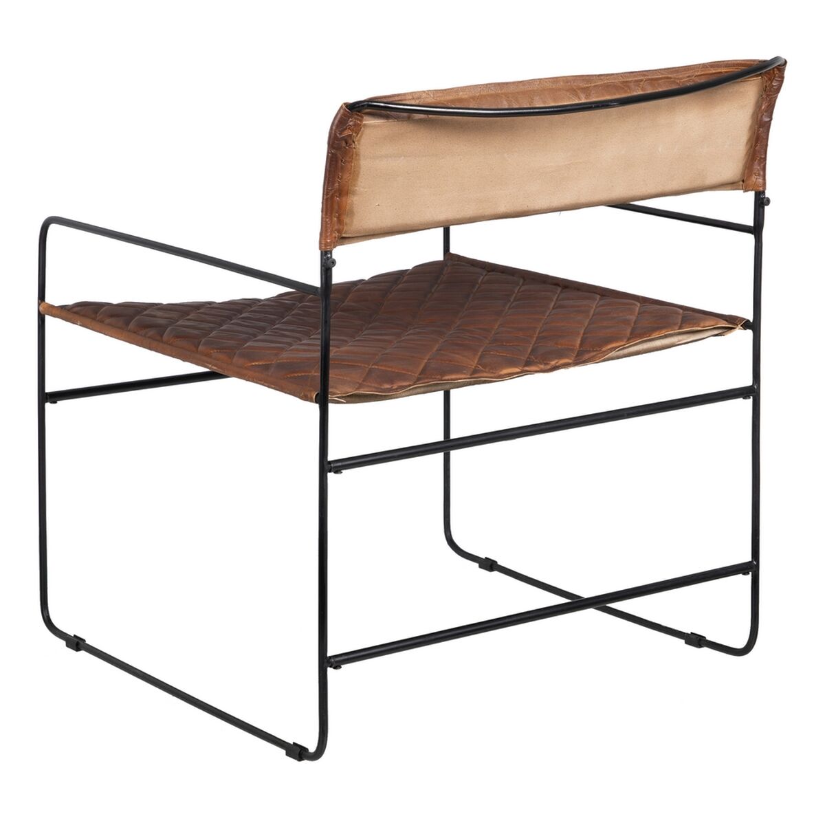 Matsalsstol Brun Svart Läder Järn 76 x 75 x 89 cm - 4