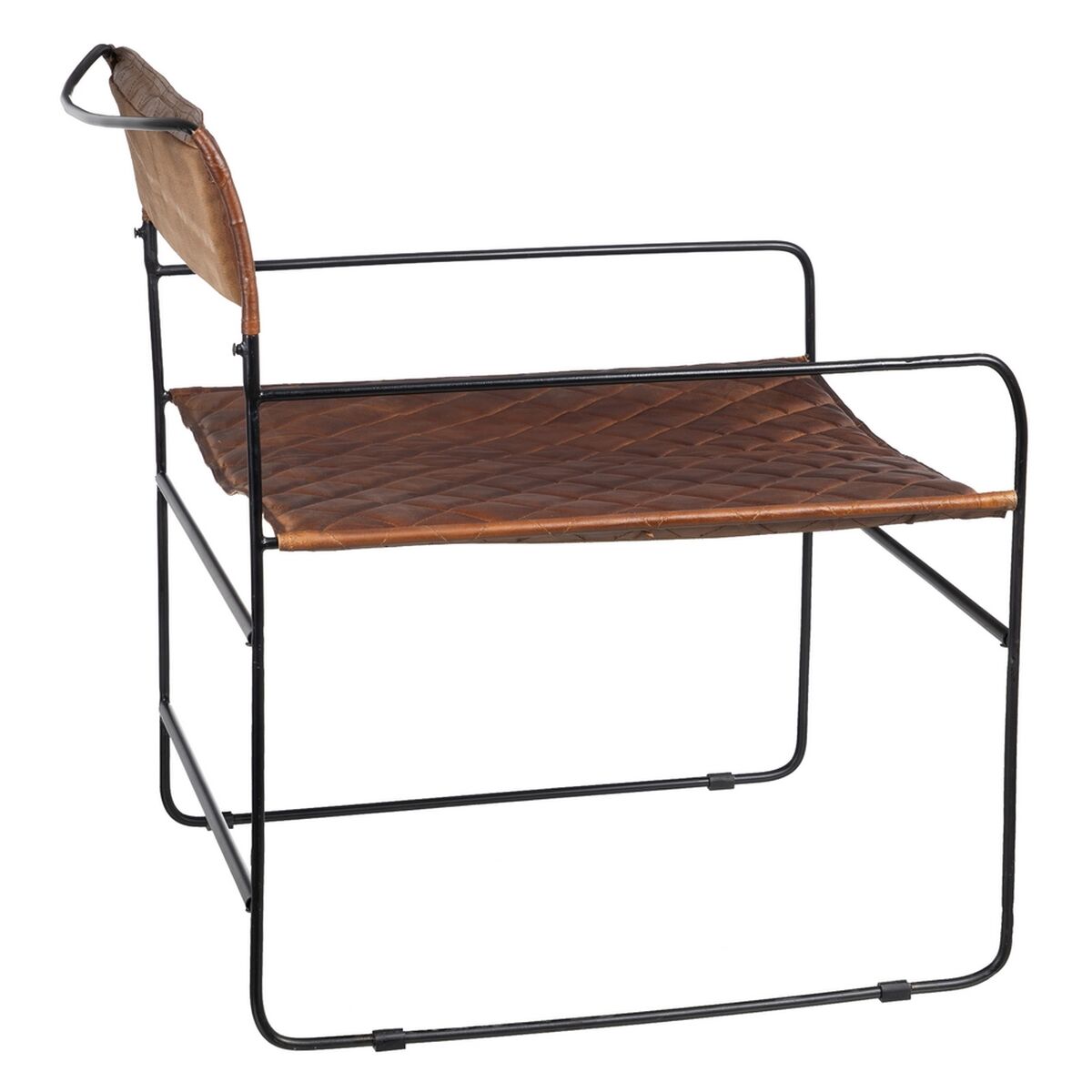 Matsalsstol Brun Svart Läder Järn 76 x 75 x 89 cm - 3