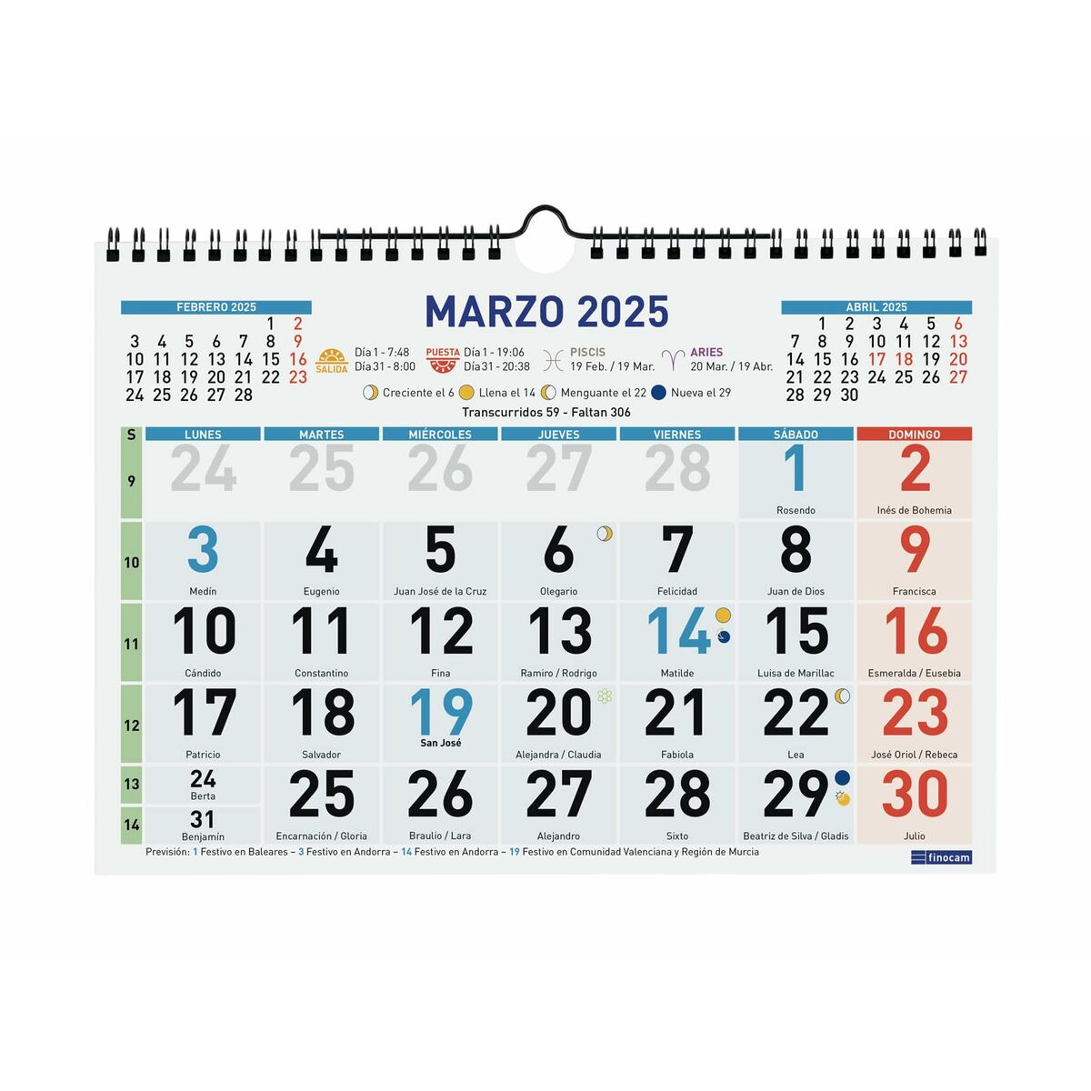 Väggkalender Finocam Multicolour Papper 2025 30 x 21 cm - 3