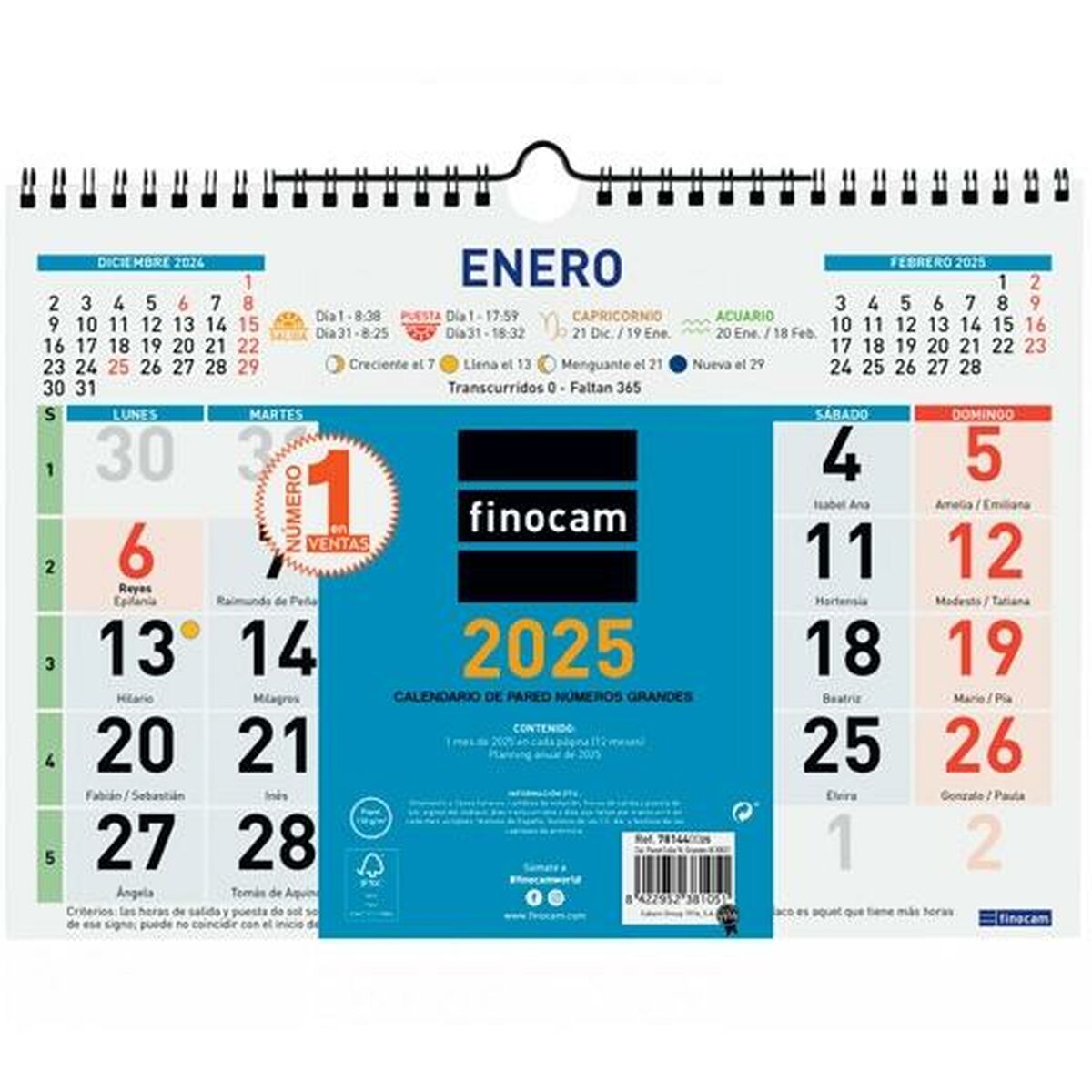 Väggkalender Finocam Multicolour Papper 2025 30 x 21 cm
