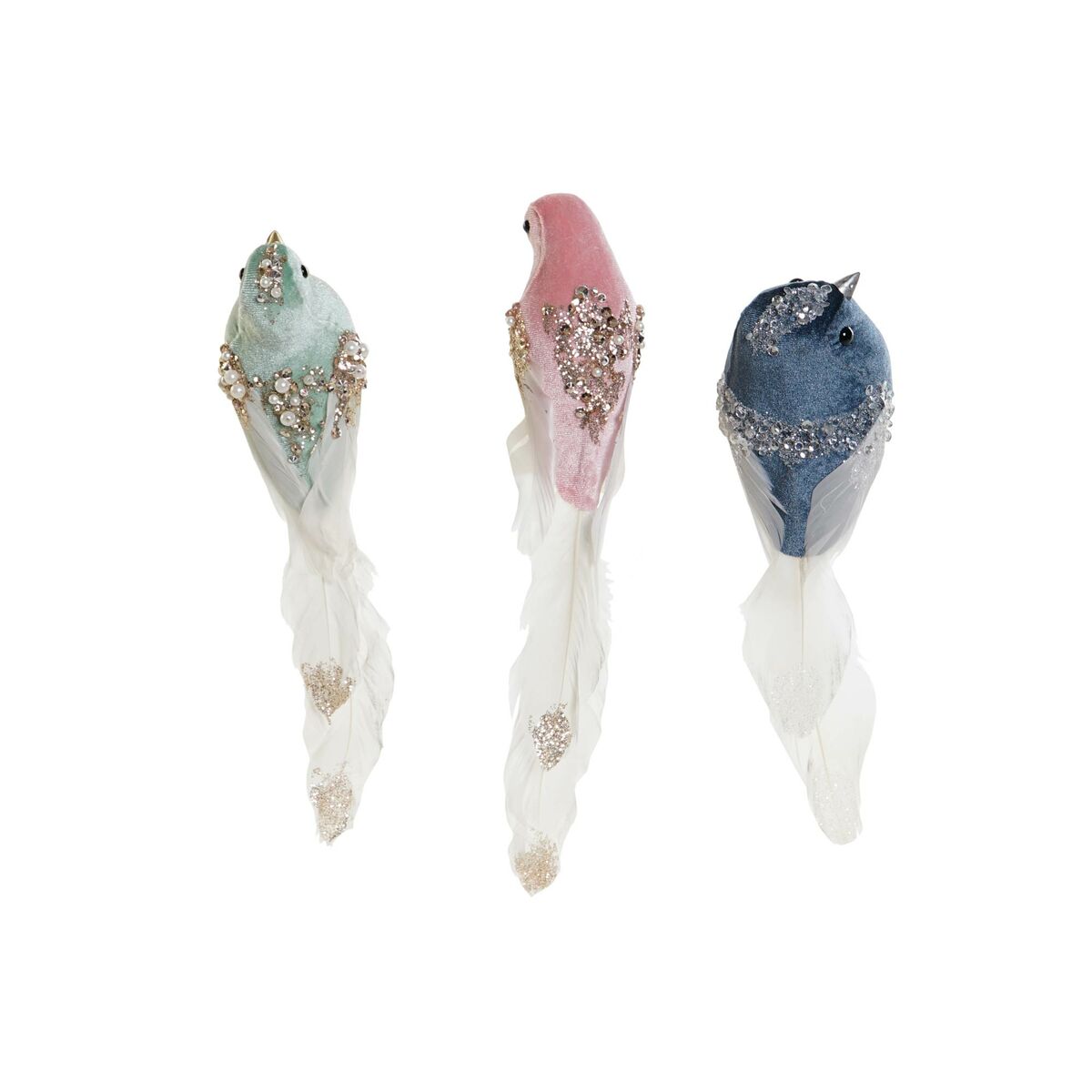 Julgranskula DKD Home Decor Multicolour Fågel 25 x 7 x 6 cm (3 antal)