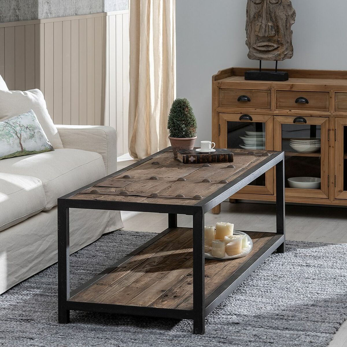Soffbord Svart Naturell 165 x 64 x 55 cm - 4