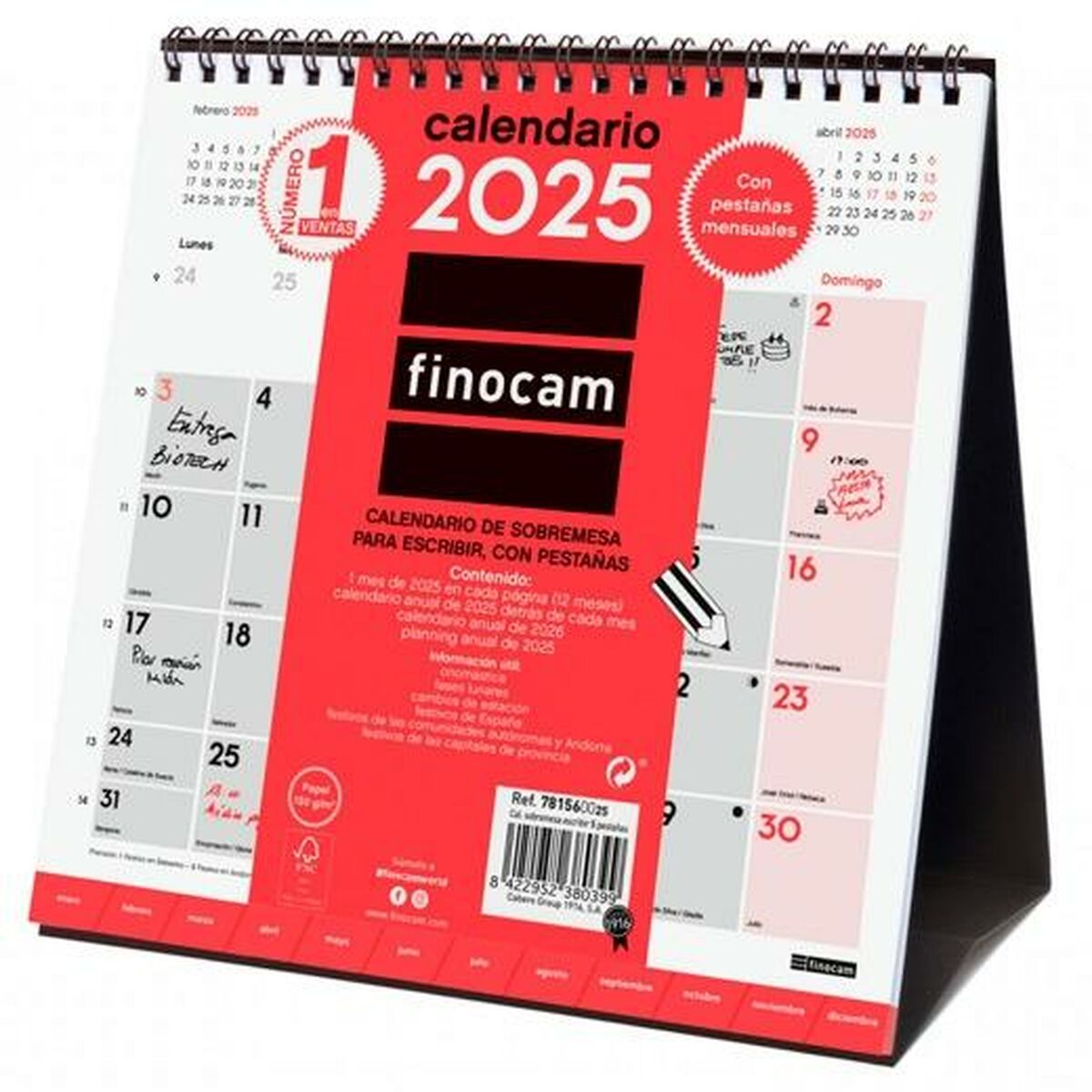 Skrivbordskalender Finocam Papper 19 x 19 cm 2025