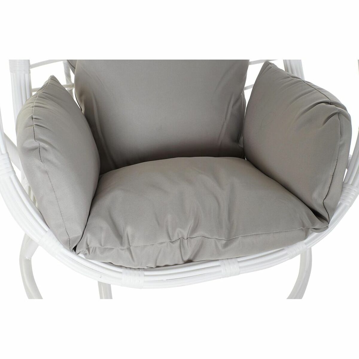 Hängande trädgårdsfåtölj DKD Home Decor 90 x 70 x 110 cm Grå Metall syntetisk rattan Vit - 2