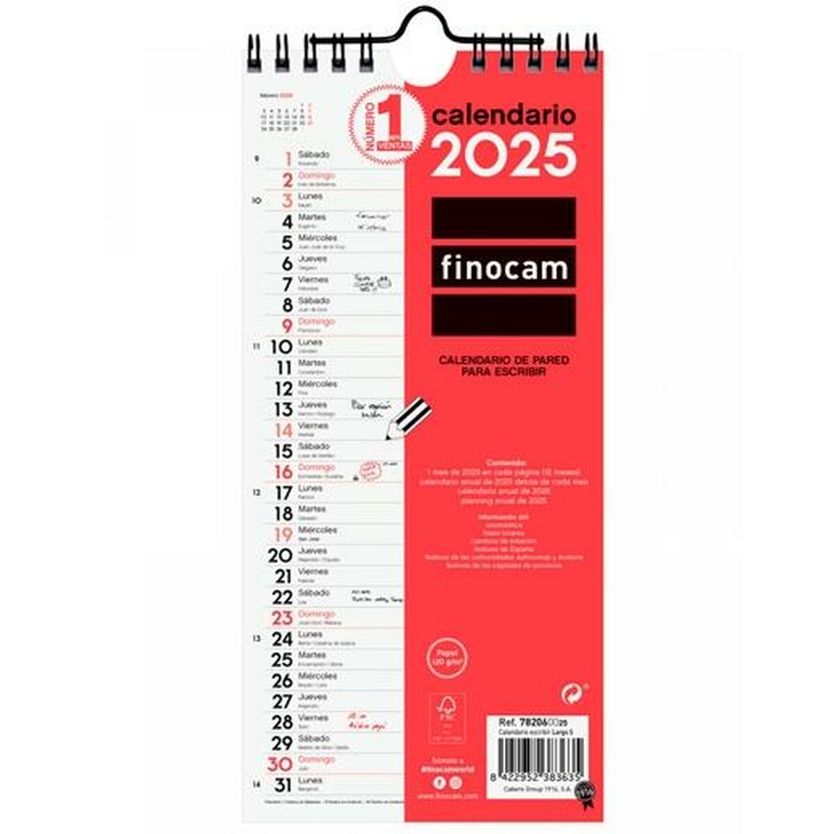 Väggkalender Finocam Papper 2025 11 x 23,5 cm