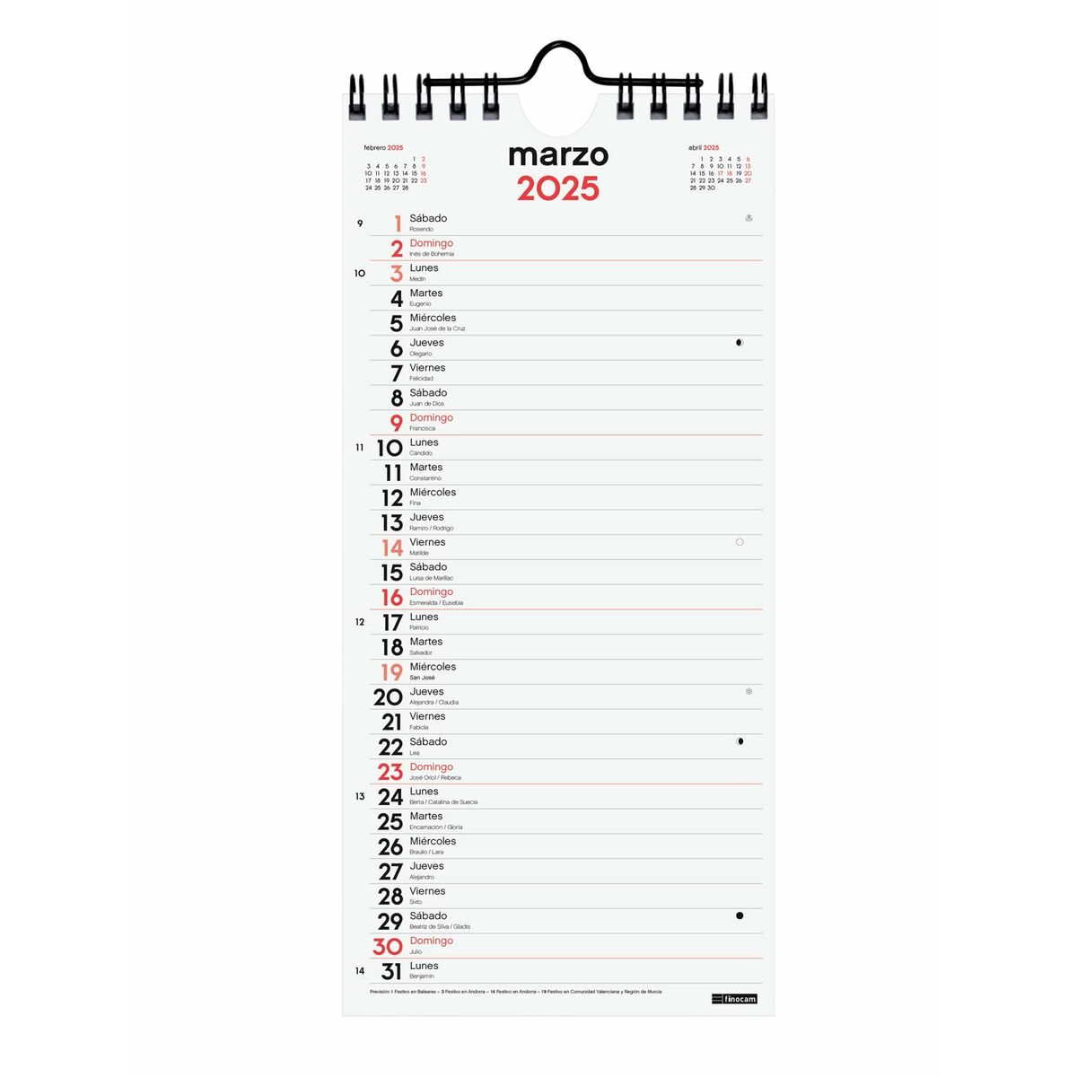 Väggkalender Finocam Papper 2025 11 x 23,5 cm - 3