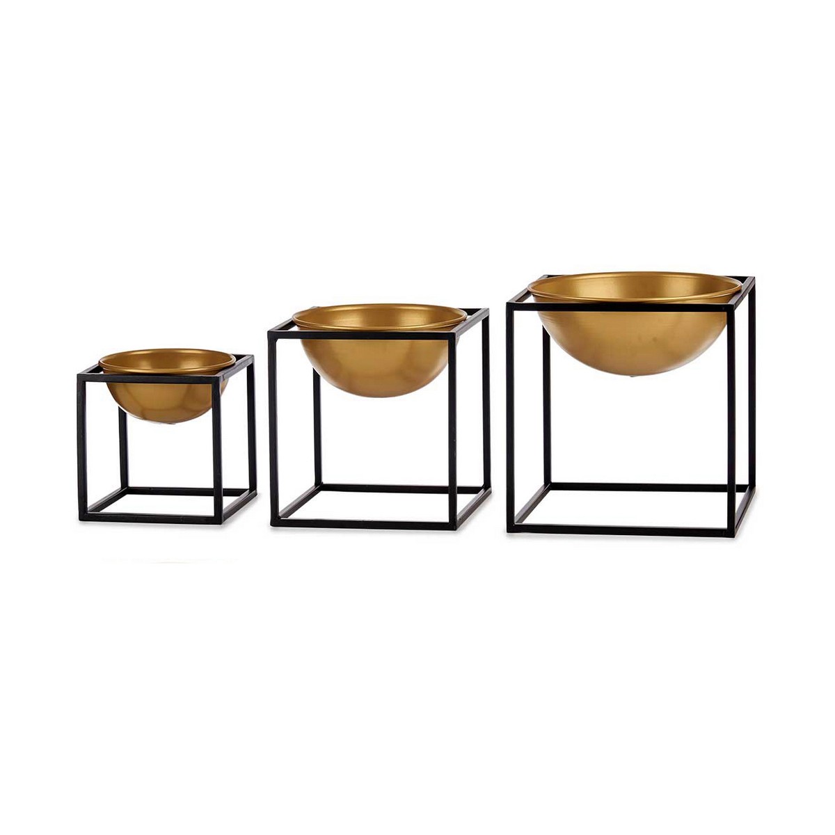 Skålset Gift Decor Svart Gyllene 23 x 24 x 23 cm Dekoration (3 Delar) (3 antal) - 2
