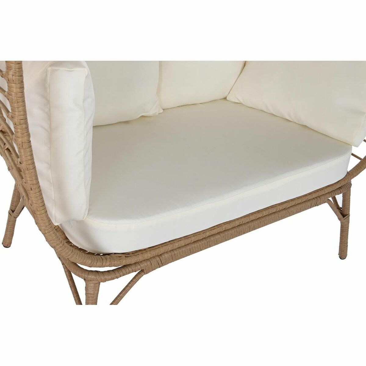 Trädgårdssoffa DKD Home Decor Vit Brun Stål syntetisk rattan 130 x 68 x 146 cm - 2