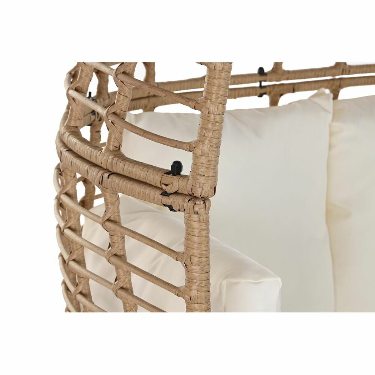 Trädgårdssoffa DKD Home Decor Vit Brun Stål syntetisk rattan 130 x 68 x 146 cm - 5