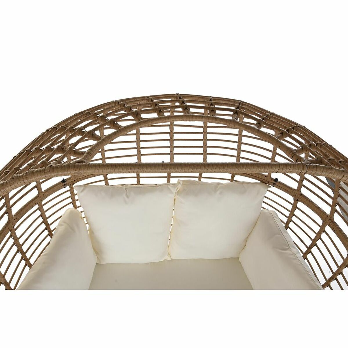Trädgårdssoffa DKD Home Decor Vit Brun Stål syntetisk rattan 130 x 68 x 146 cm - 3