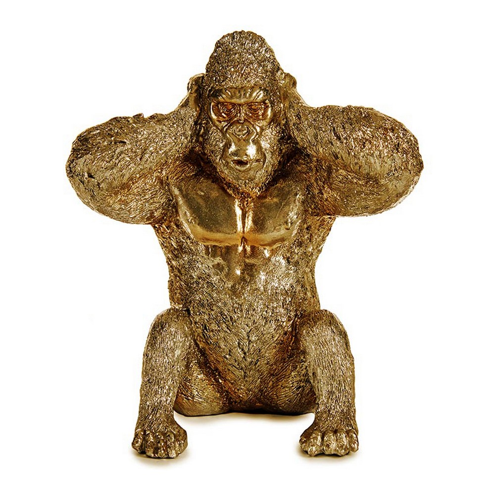 Prydnadsfigur Gorilla Gyllene 10 x 18 x 17 cm