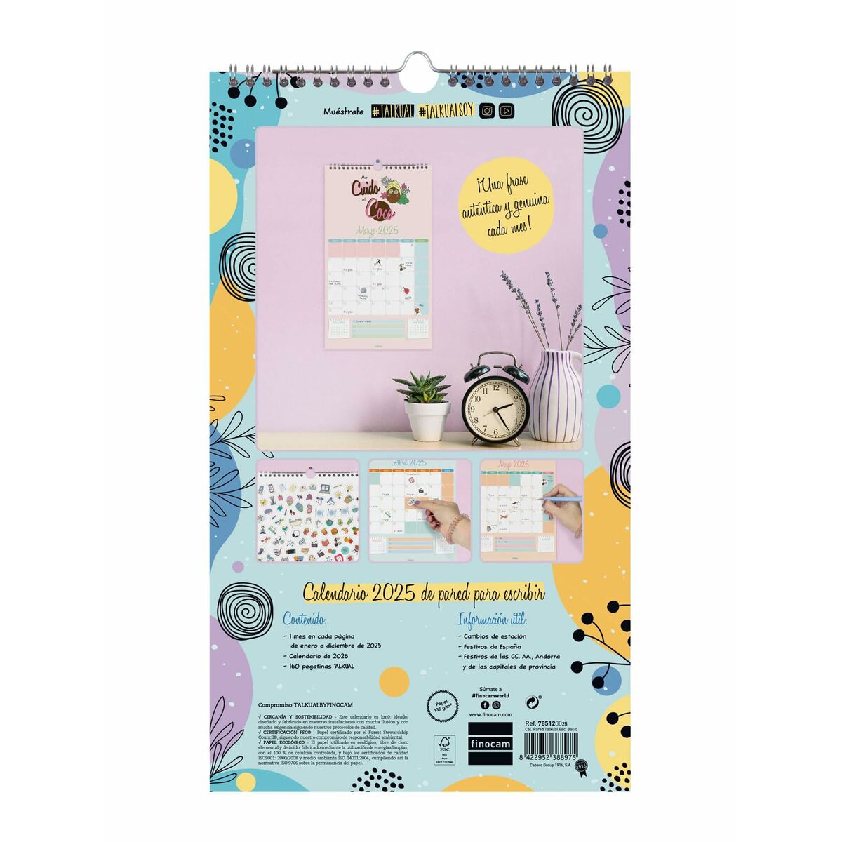 Väggkalender Finocam TALKUAL Vit Papper 2025 21 x 36 cm - 5