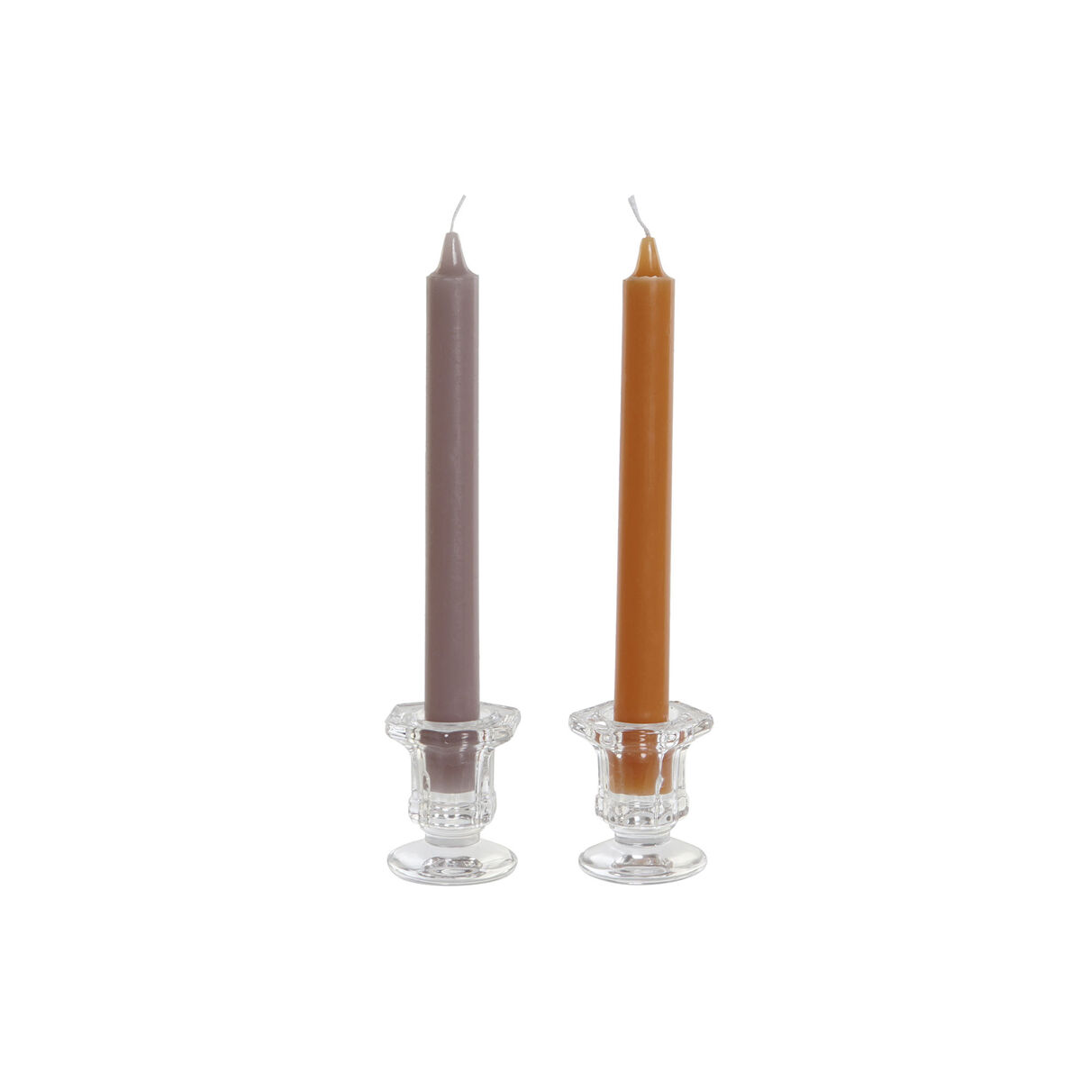Set med levande ljus DKD Home Decor Grå Orange 2 x 2 x 20 cm 4 Delar (2 antal) - 2