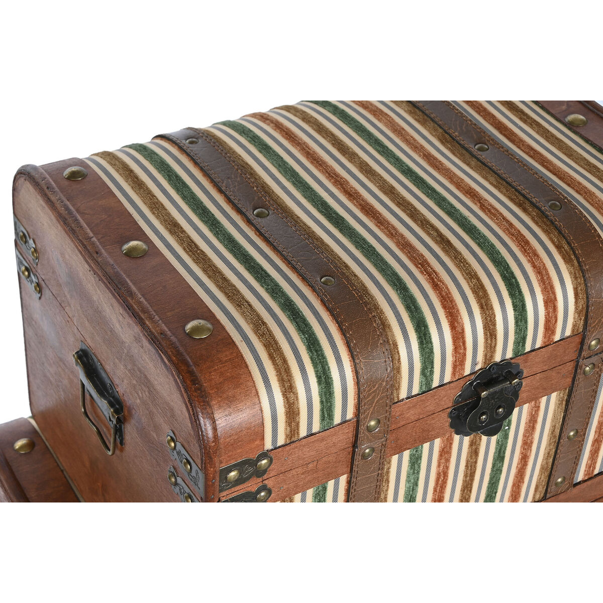Koffertset Home ESPRIT Trä Kanvas Kolonial 61 x 43 x 42,5 cm 60 x 43,5 x 42 cm (3 antal) - 4