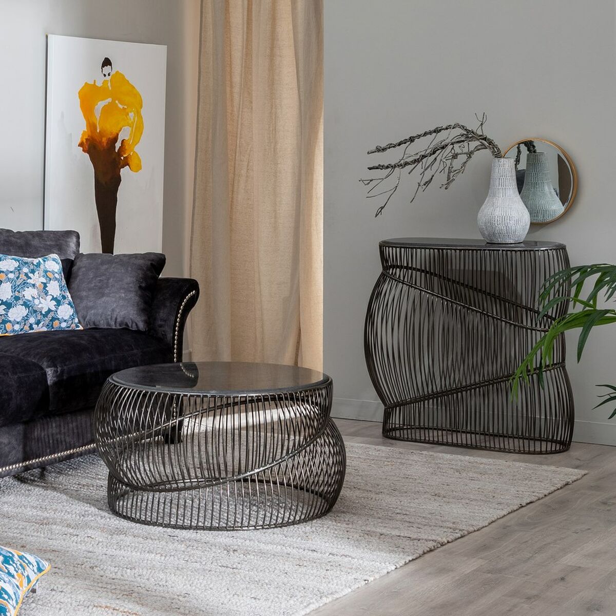 Soffbord Svart Silvrig 90 x 90 x 48 cm - 8