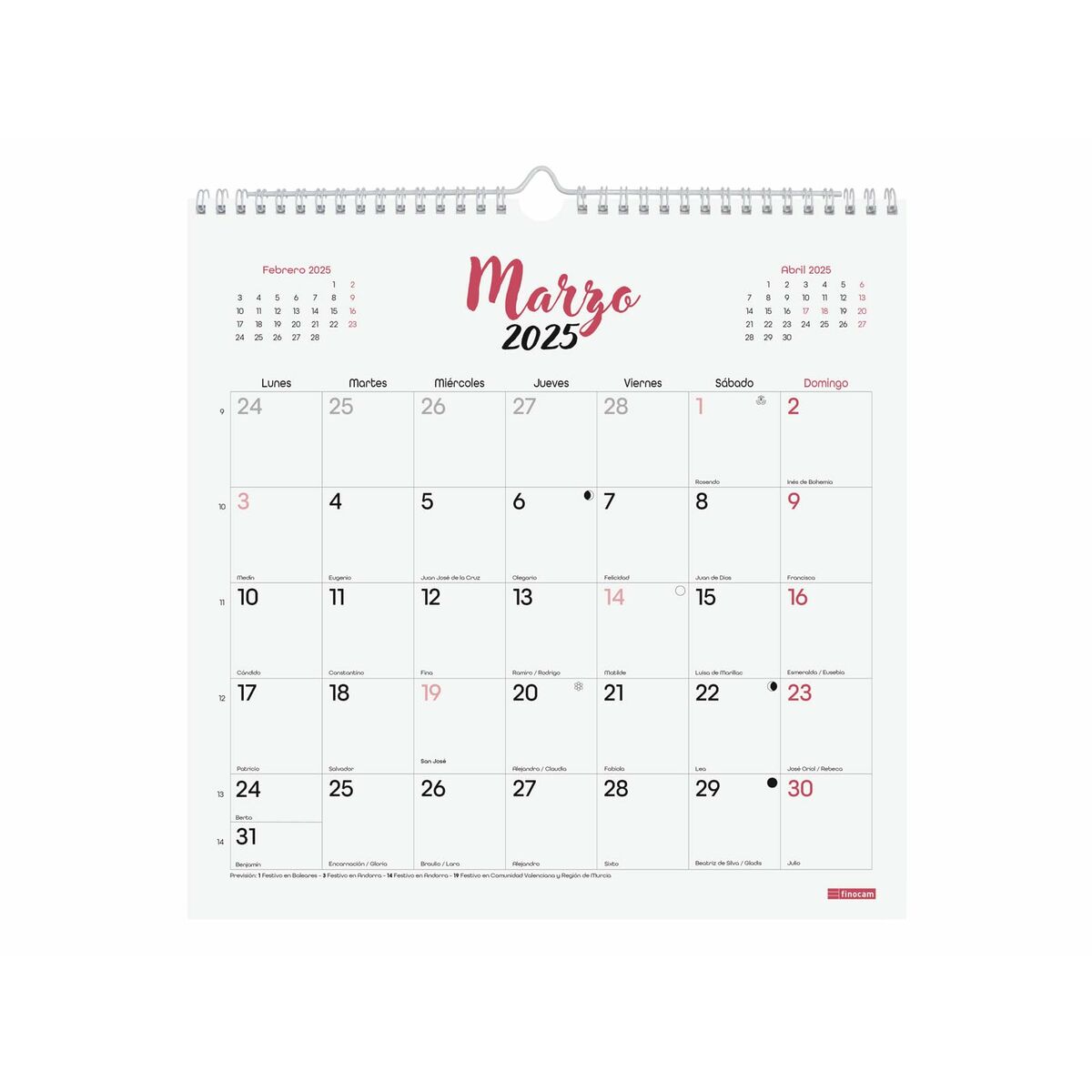 Väggkalender Finocam CHIC Vit Papper 2025 30 x 30 cm - 3