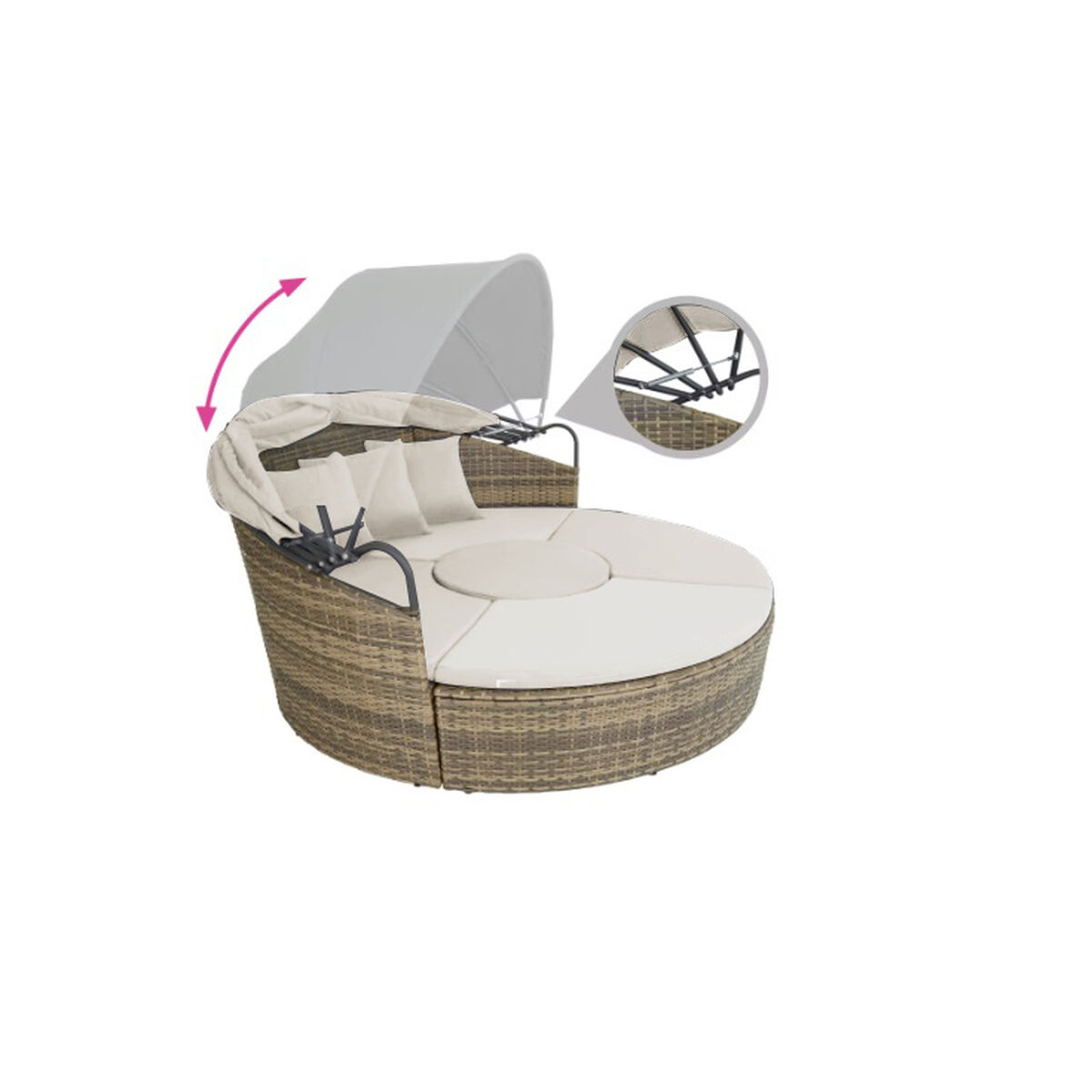 Trädgårdssäng DKD Home Decor Vit Aluminium Stål syntetisk rattan 175 x 175 x 145 cm - 2