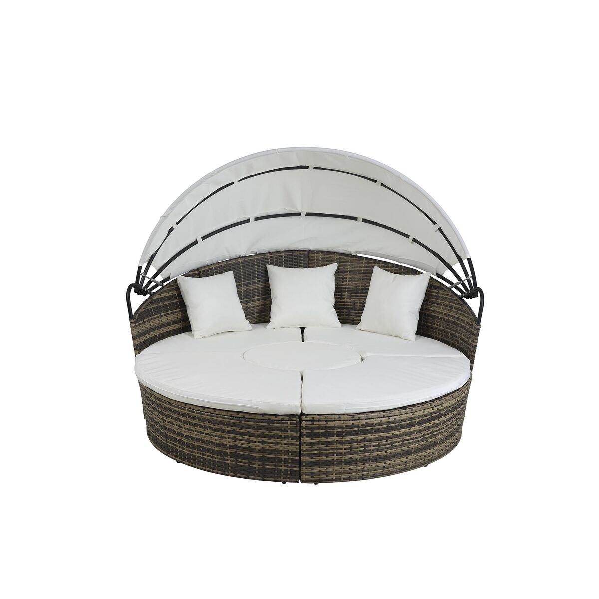 Trädgårdssäng DKD Home Decor Vit Aluminium Stål syntetisk rattan 175 x 175 x 145 cm