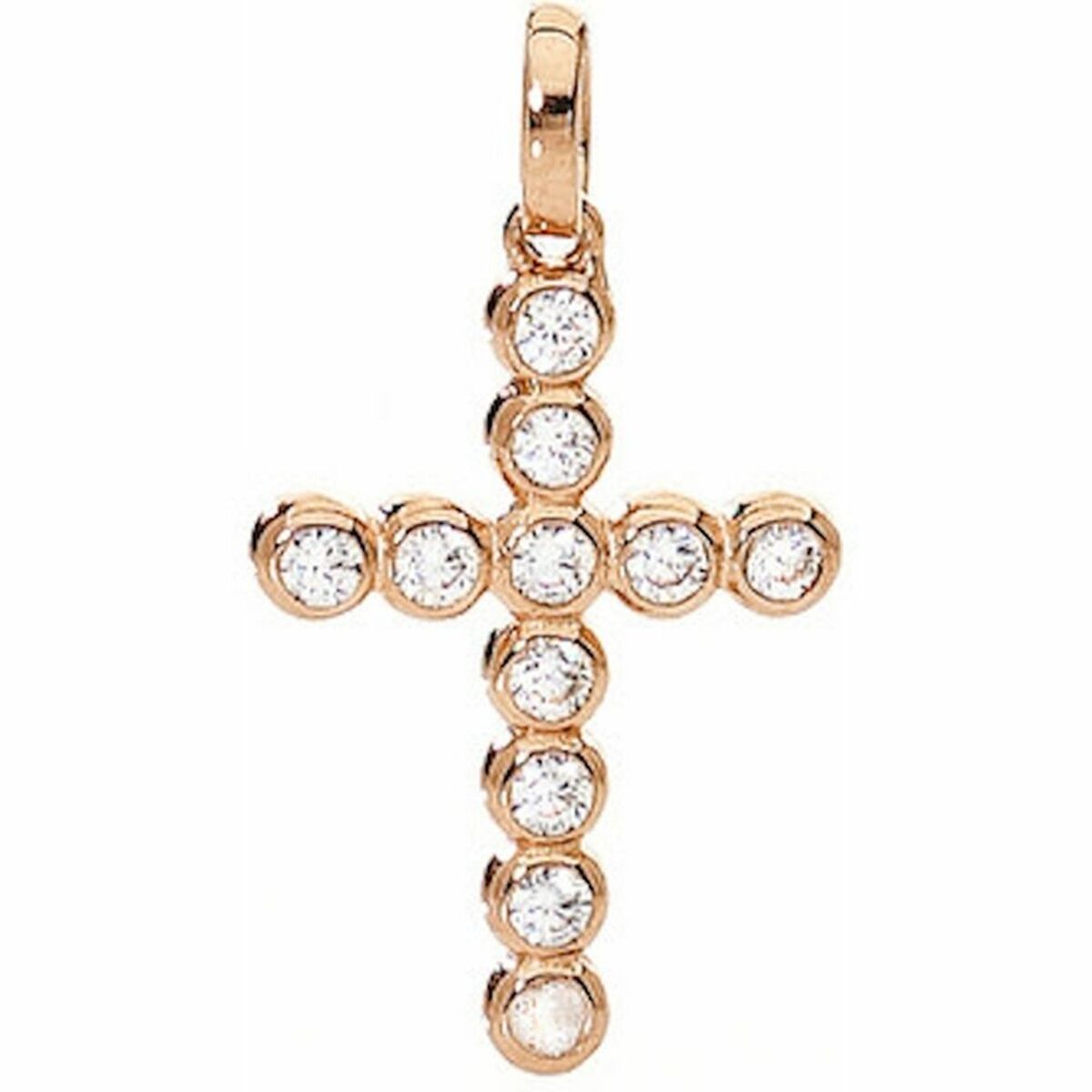 Damhalsband Amen CROCE PICCOLA ARGENTO IP ORO ROSA E ZIRCONI - 2
