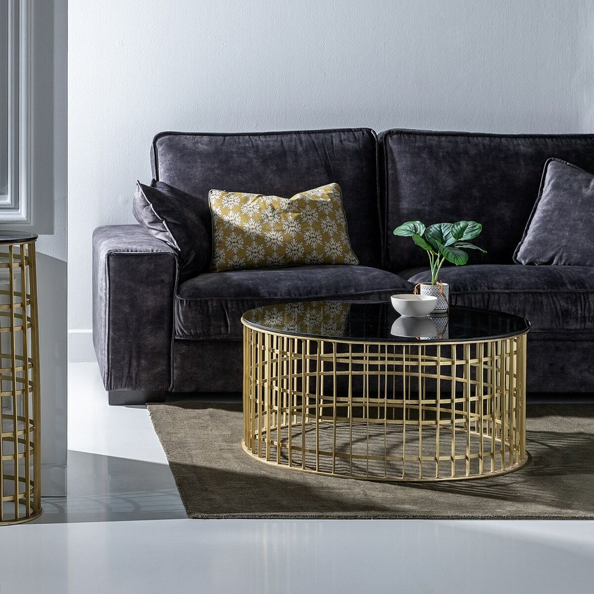 Soffbord Svart Gyllene 91 x 91 x 43 cm - 8