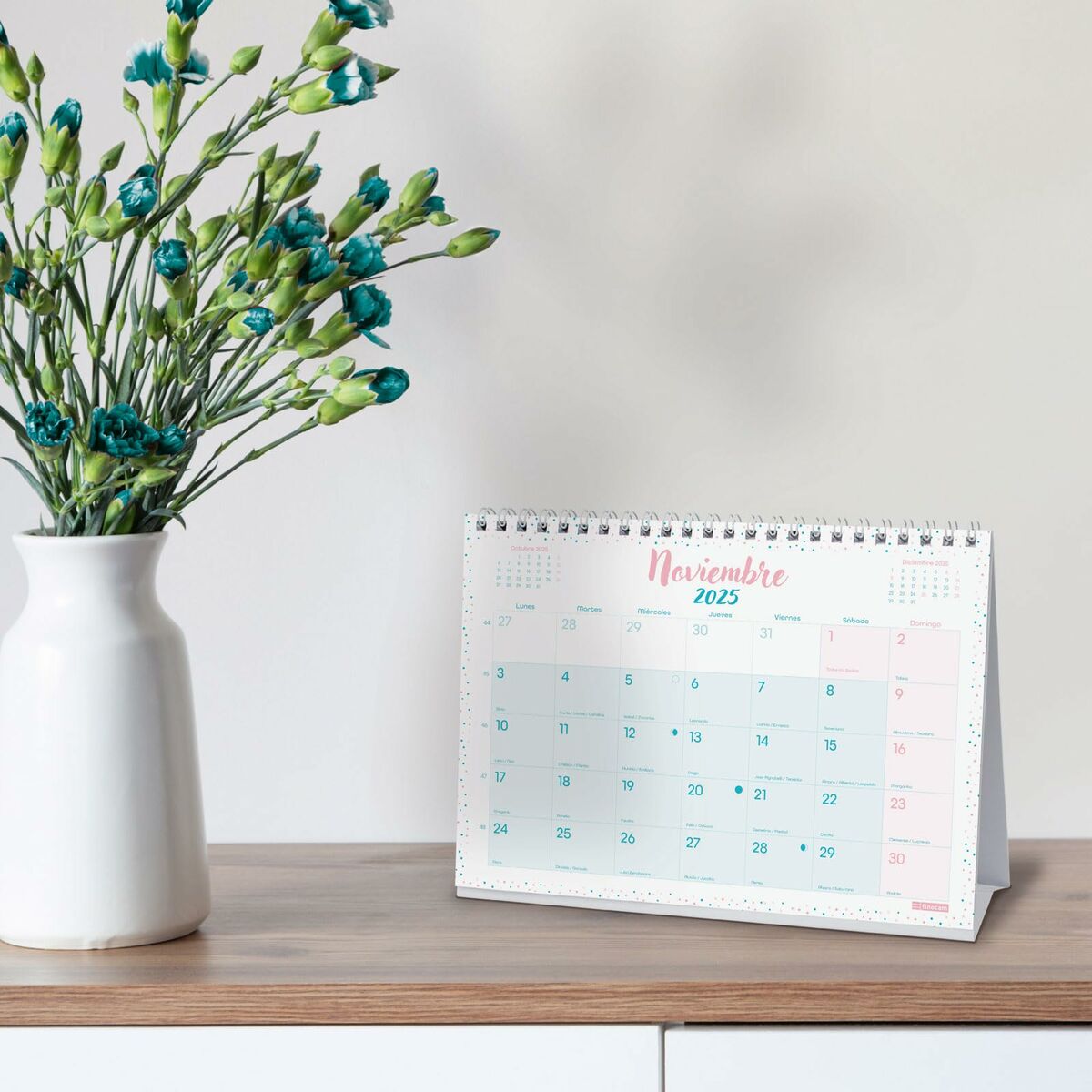 Skrivbordskalender Finocam CHIC Turkos Papper 21 x 15 cm 2025 - 2