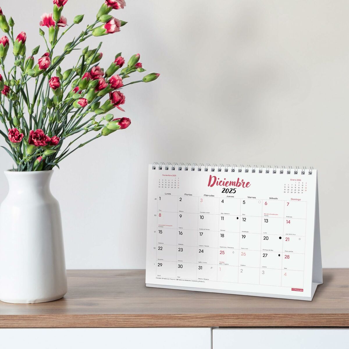 Skrivbordskalender Finocam CHIC Vit Papper 21 x 15 cm 2025 - 2
