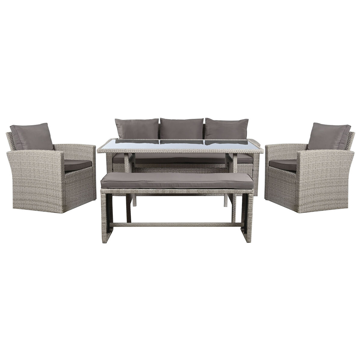 Trädgårdsmöbler DKD Home Decor Brun 177 x 72 x 80 cm (5 Delar)